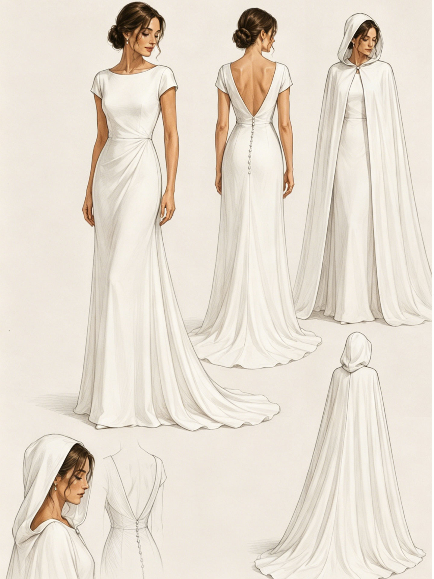 Trumpet/Mermaid Scoop Neck Short Sleeves Sweep Train Elastic Satin Wedding Dresses