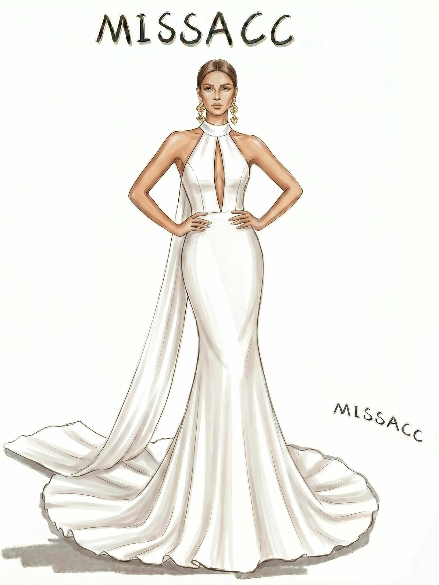 Trumpet/Mermaid Halter Sleeveless Court Train Elastic Satin Wedding Dresses