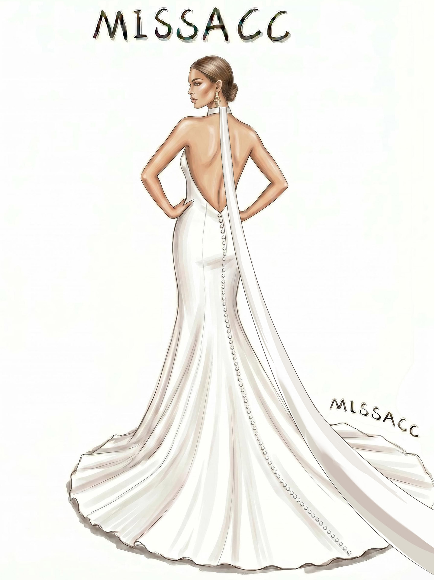 Trumpet/Mermaid Halter Sleeveless Court Train Elastic Satin Wedding Dresses