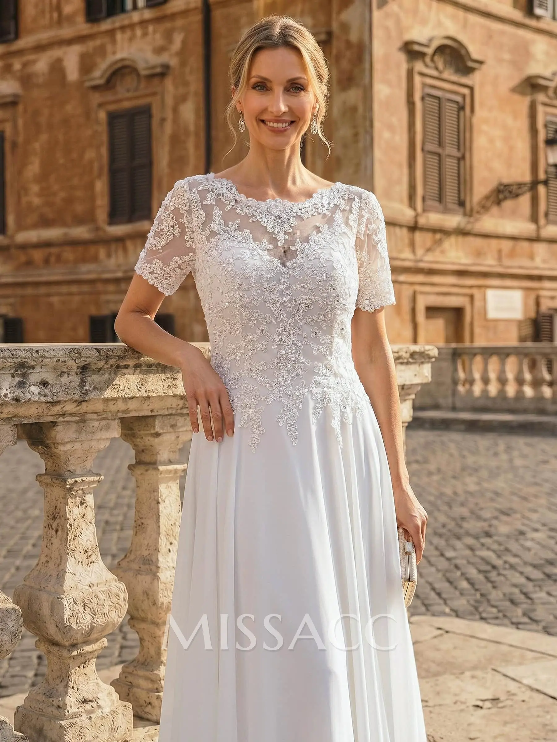 a line scoop neck floor length chiffon lace bridesmaid dress Long A line Scoop Neck Chiffon Floor Length Dress Lace Bridesmaid Dres YESBABYONLINE