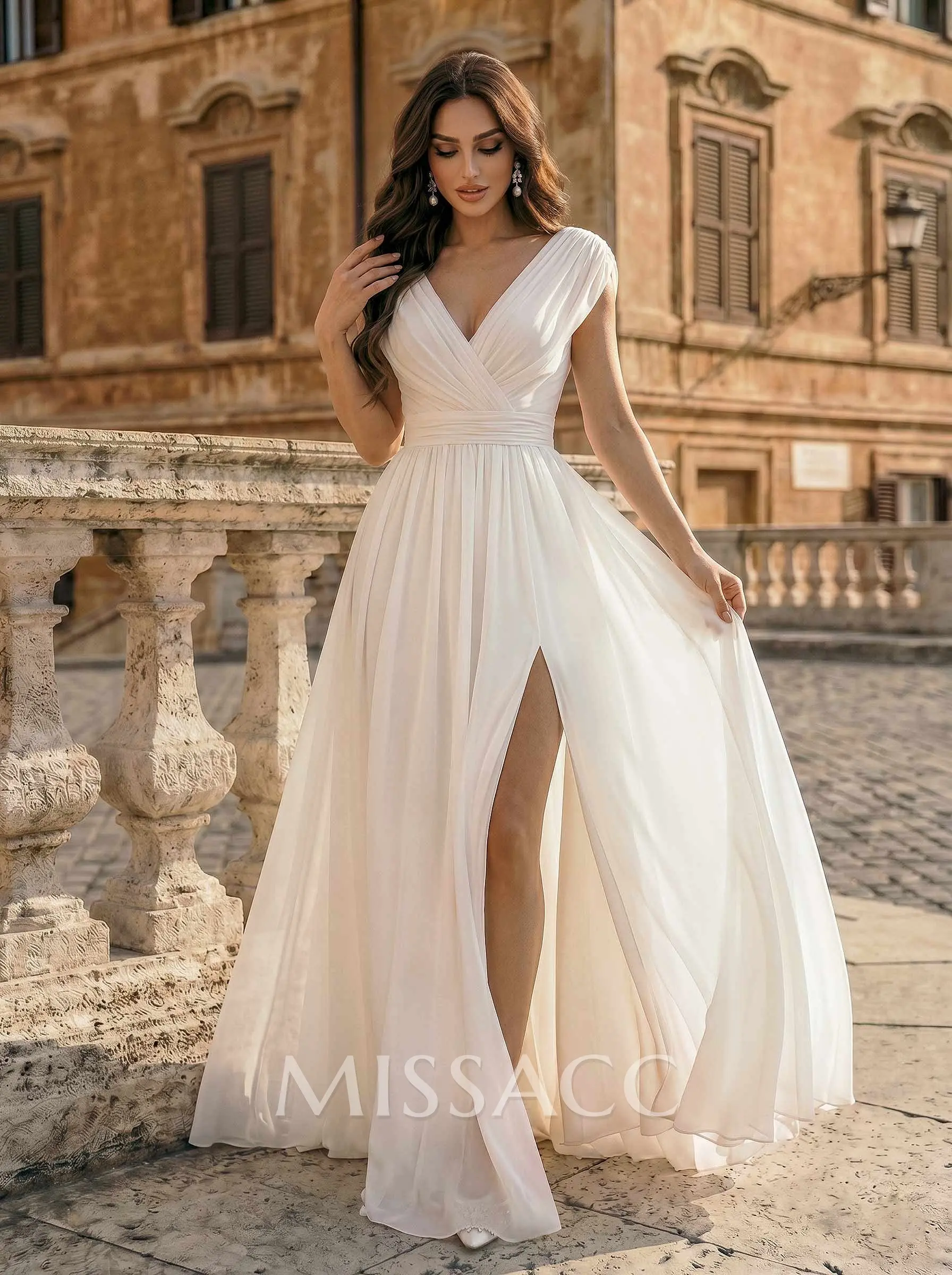 a line chiffon wedding dress Wedtrend Women Ivory Bridal Long Dress With 3D Butterflies Long Sleeves, Ivory / US8 line wedding gown deep V neckline enhances your beauty with its flattering fit and timeless appeal. Float Down The Aisle In