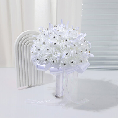 Artificial Wedding Flowers Round Satin Flower Roses Bridal Bouquets