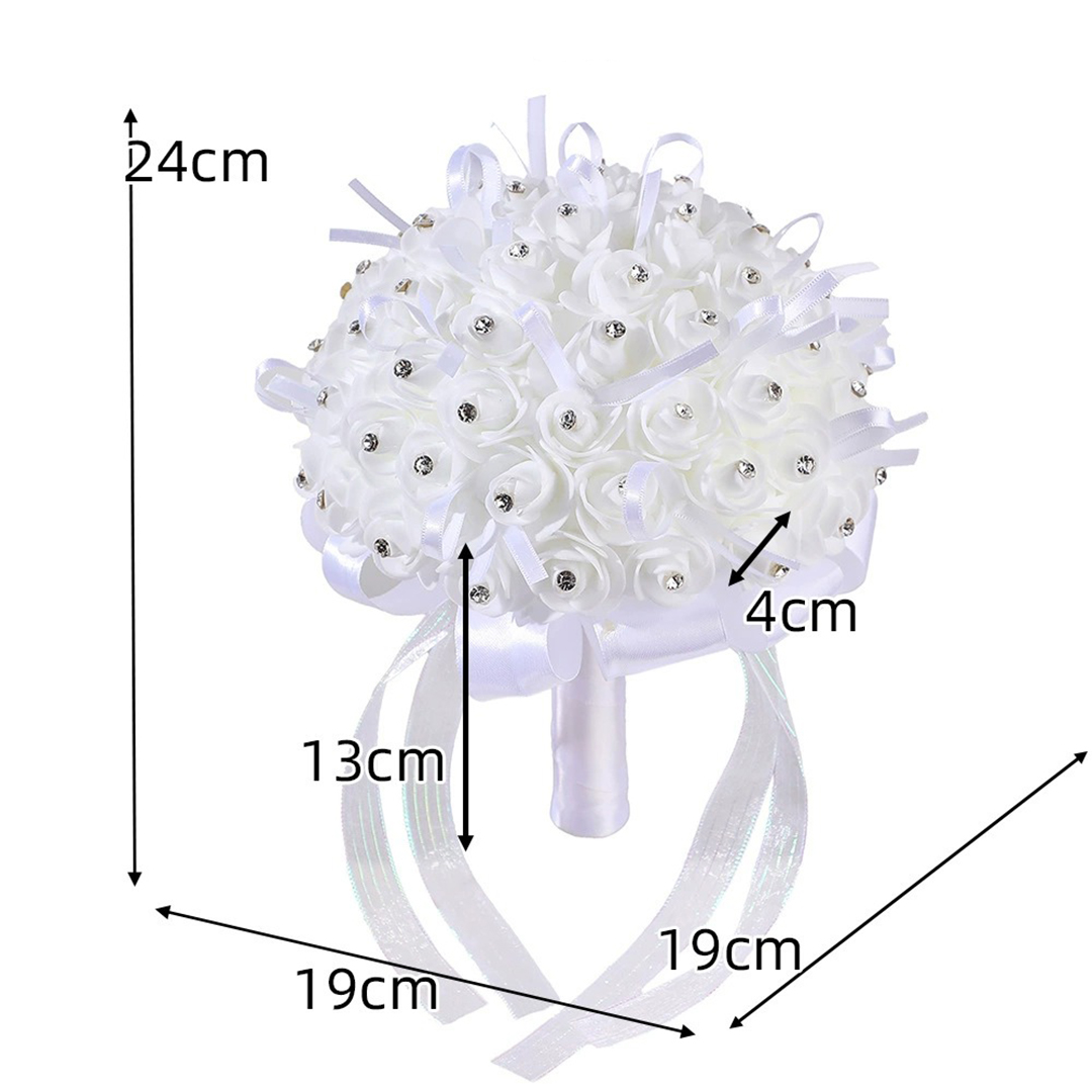 Artificial Wedding Flowers Round Satin Flower Roses Bridal Bouquets