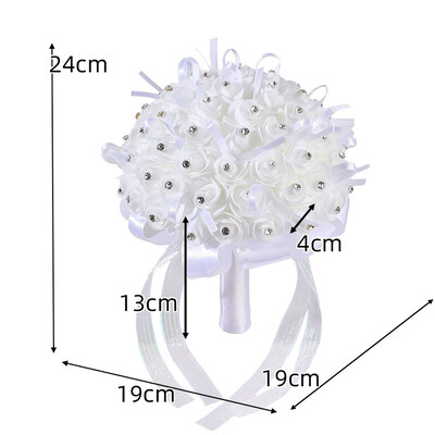 Artificial Wedding Flowers Round Satin Flower Roses Bridal Bouquets