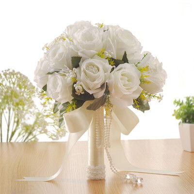 Artificial Wedding Flowers Round Silk Flower Roses Bridal Bouquets