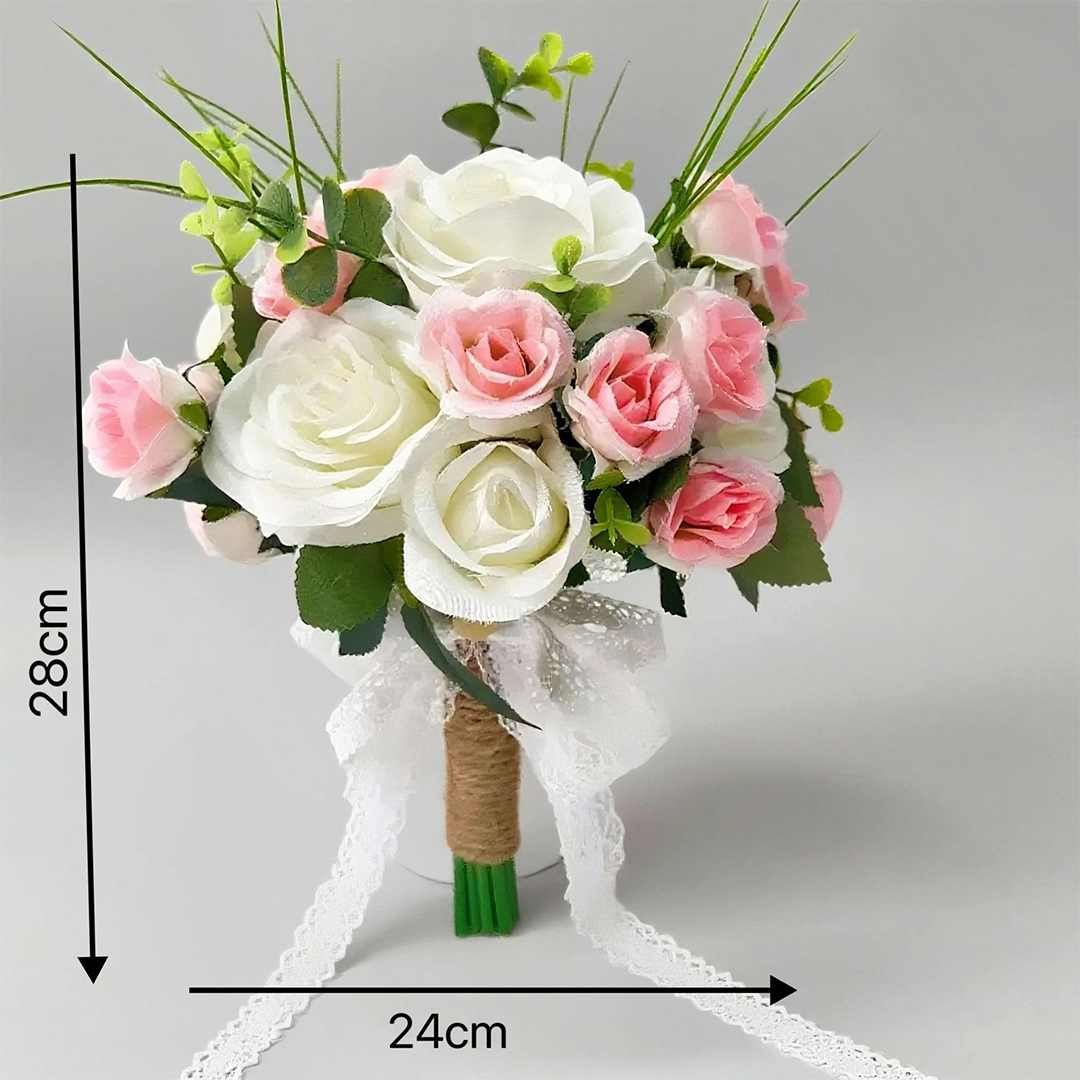 Artificial Wedding Flowers Round Silk Cloth Roses Bridal Bouquets