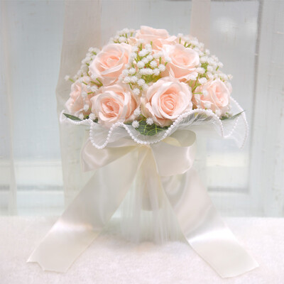 Artificial Wedding Flowers Free-Form Baby's Breath And Roses Bridal Bouquets