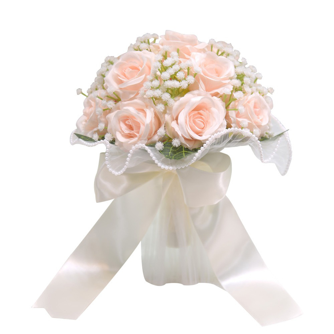 Artificial Wedding Flowers Free-Form Baby's Breath And Roses Bridal Bouquets