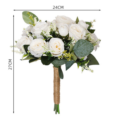 Artificial Wedding Flowers Round Silk Cloth Roses Bridal Bouquets