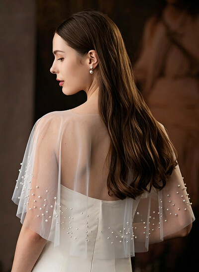 Pullover Tulle Shawl With Beading