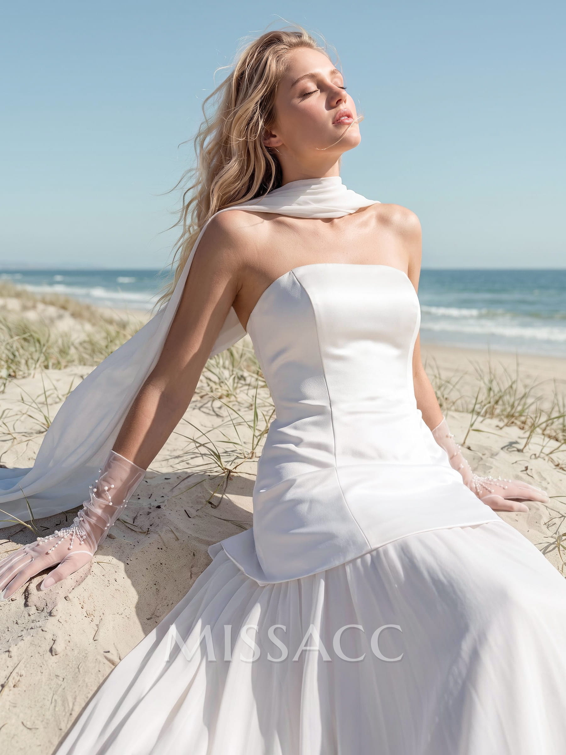 A-Line Strapless Sleeveless Floor-Length Chiffon/Satin Bridesmaid Dresses