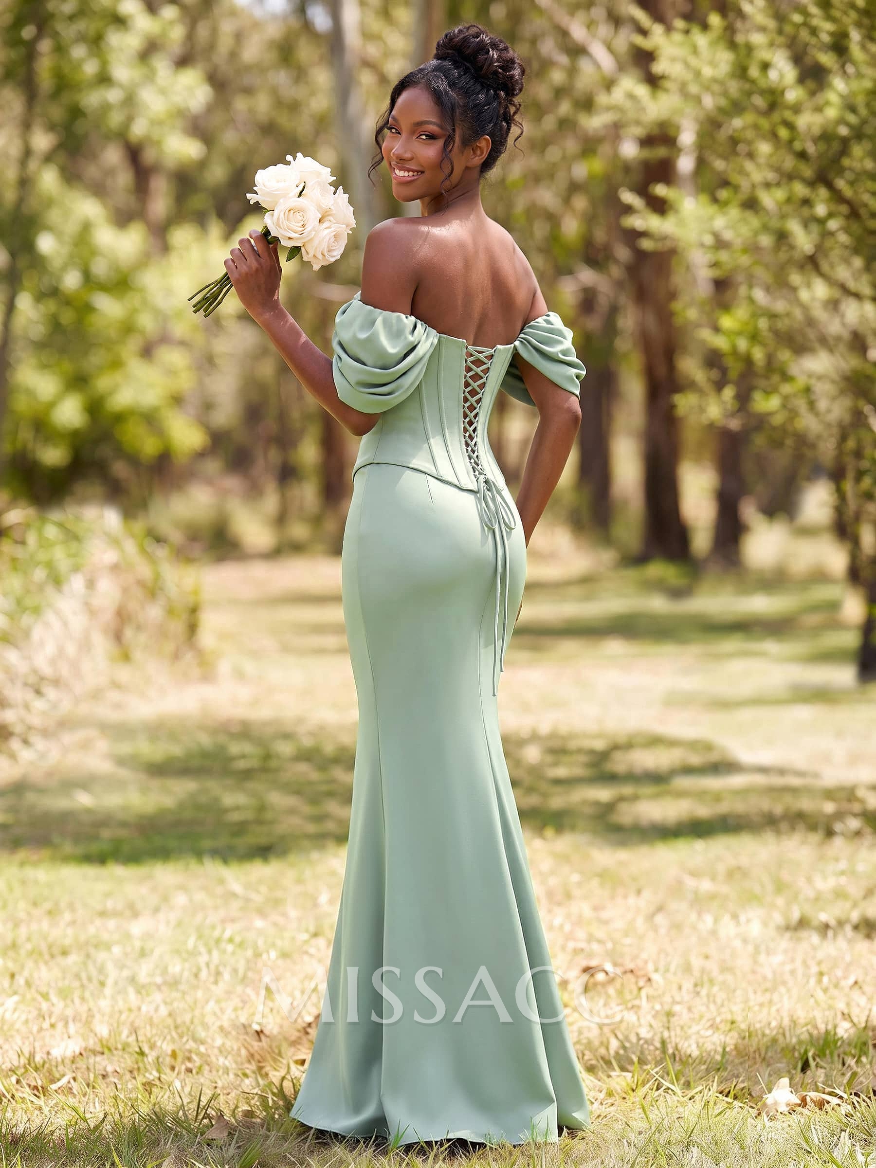 Sheath/Column Off-The-Shoulder Sleeveless Floor-Length Elastic Satin Bridesmaid Dresses