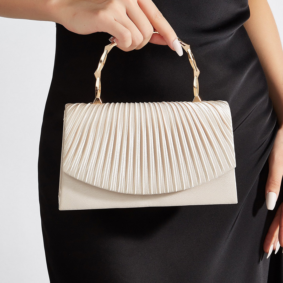Satin Wedding/Event/Party Clutches & Bags With Pleats