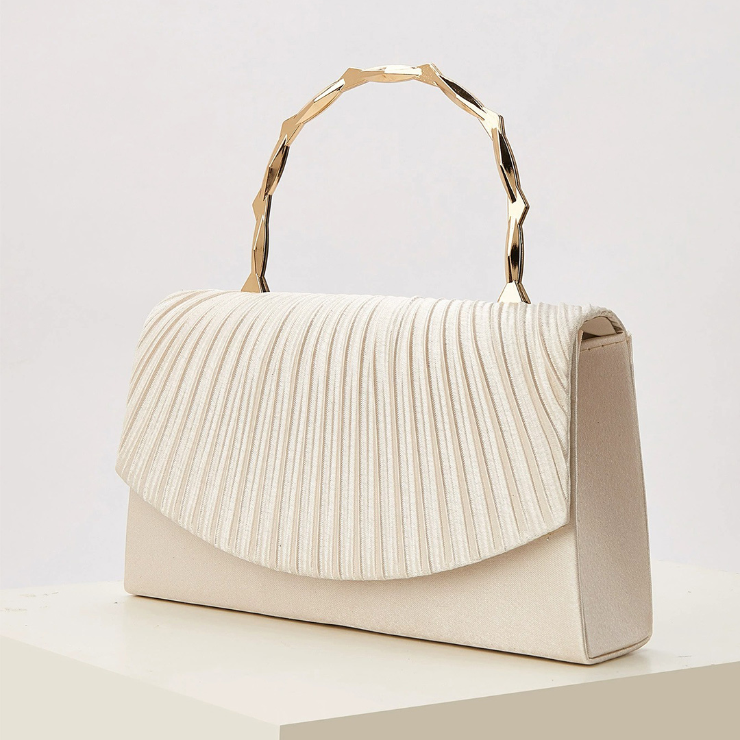 Satin Wedding/Event/Party Clutches & Bags With Pleats