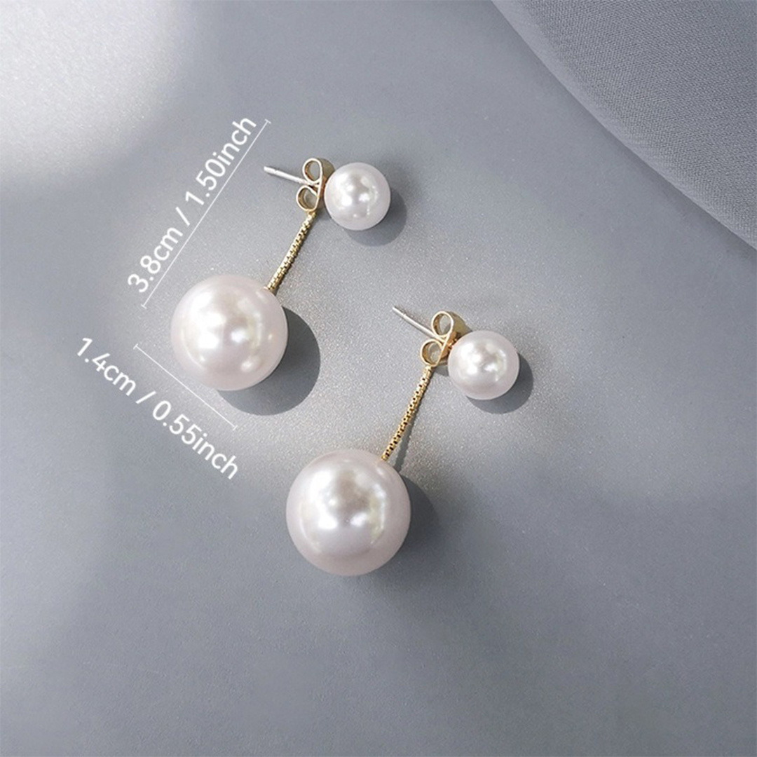 French Style Pearl Long Tassel Stud Earrings