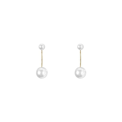 French Style Pearl Long Tassel Stud Earrings