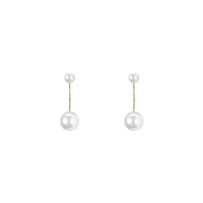 French Style Pearl Long Tassel Stud Earrings