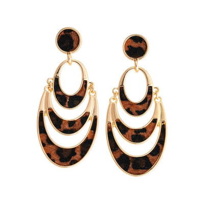 Multi Layer Hollow Leopard Print Drop Earrings