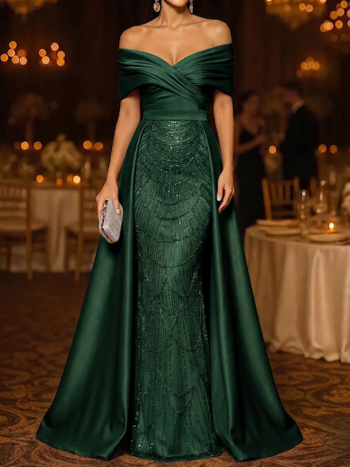Trumpet/Mermaid Sweetheart Sleeveless Detachable Lace/Satin Evening Dresses