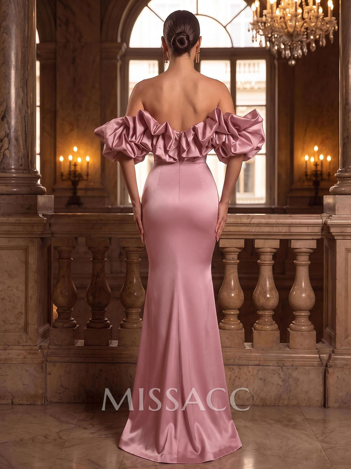 Trumpet/Mermaid Off-The-Shoulder Sleeveless Floor-Length Satin Evening Dresses