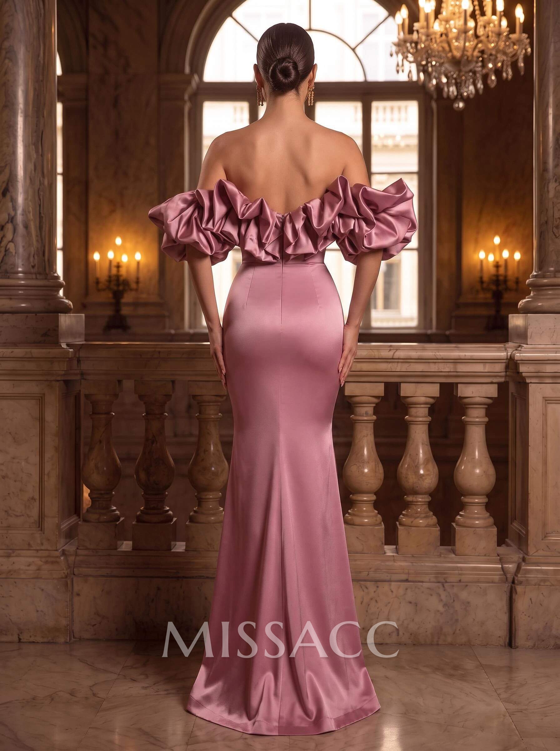 Trumpet/Mermaid Off-the-Shoulder Sleeveless Floor-Length Satin Evening Dresses