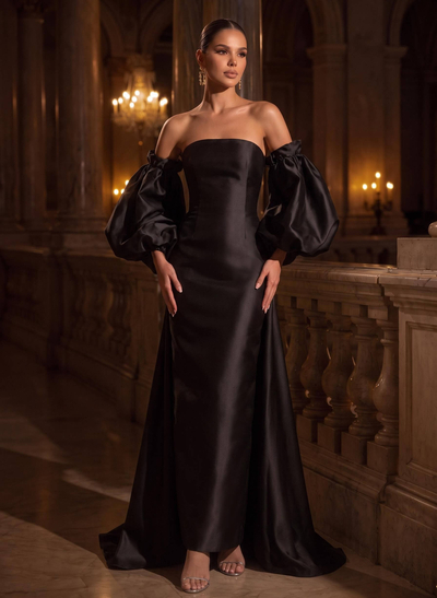 Sheath/Column Sweetheart Sleeveless Floor-Length Satin Evening Dresses