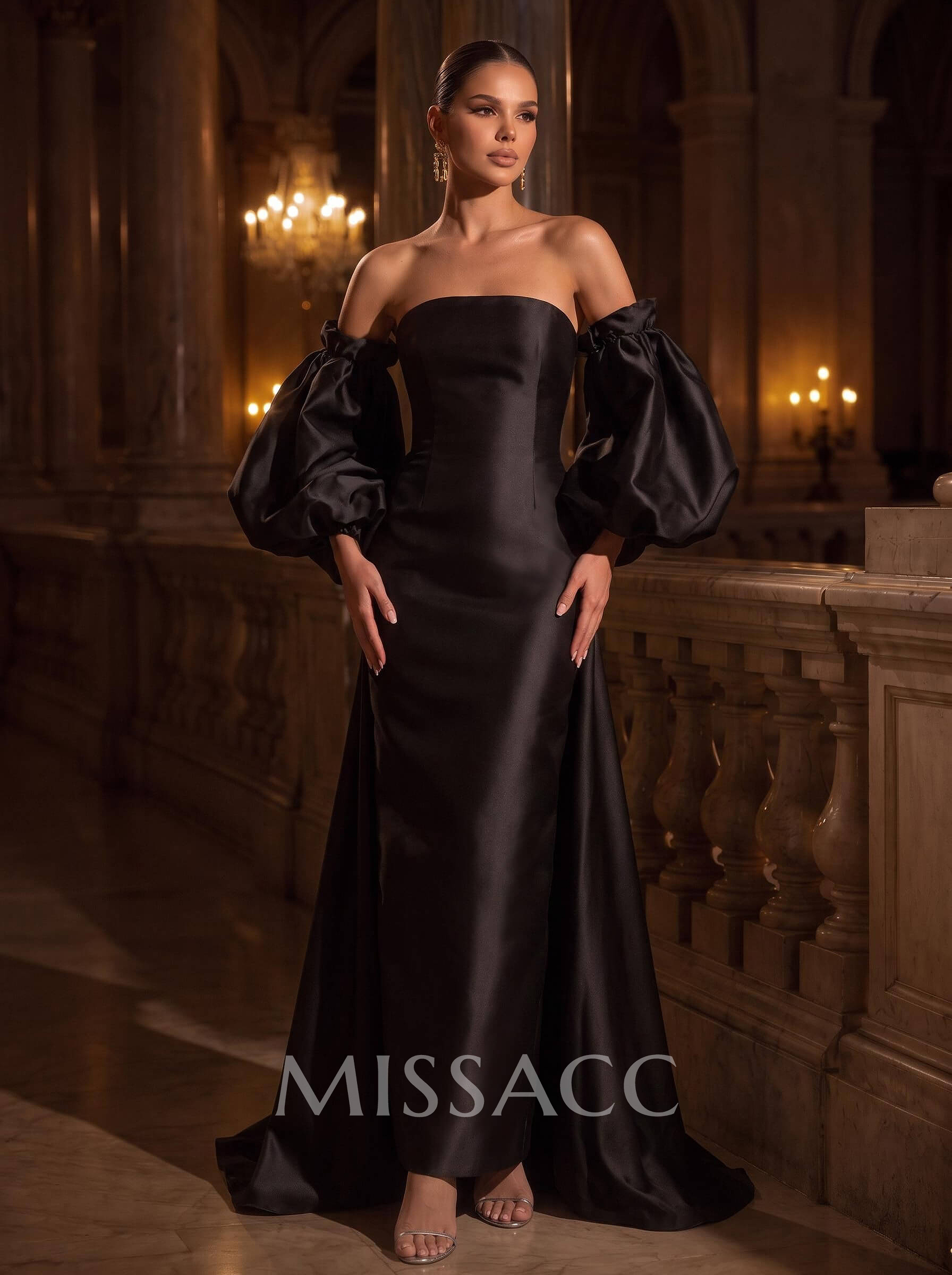 Sheath/Column Sweetheart Sleeveless Floor-Length Satin Evening Dresses