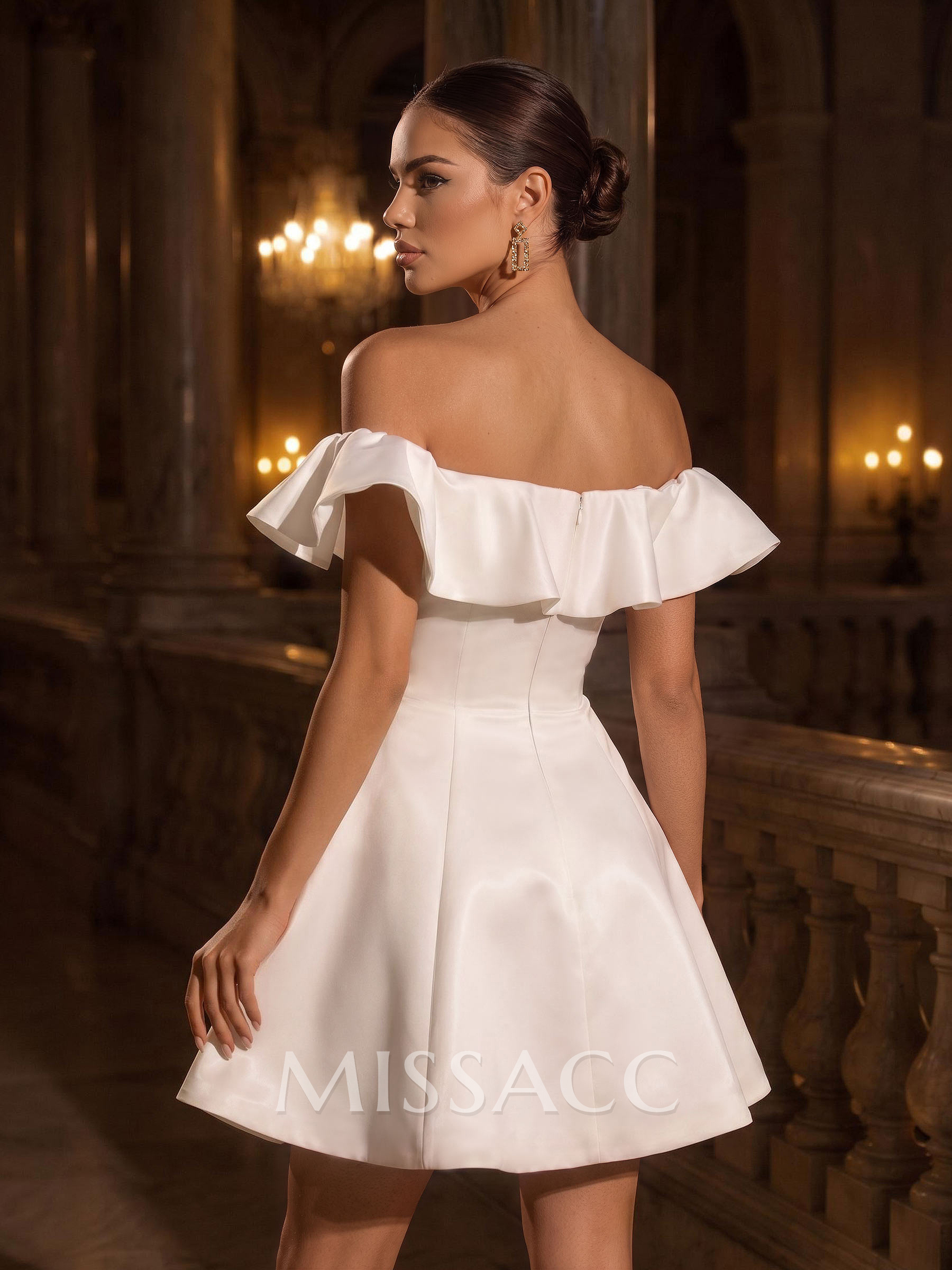 A-Line Off-The-Shoulder Sleeveless Short Satin Homecoming Dresses A-Line Off-The-Shoulder Sleeveless Short Satin Homecoming Dresses