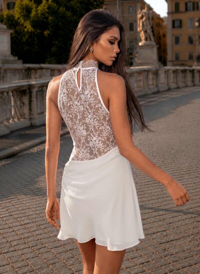 Scoop Neck/Cowl Neck Sleeveless Short/Mini Chiffon/Lace Homecoming Dresses