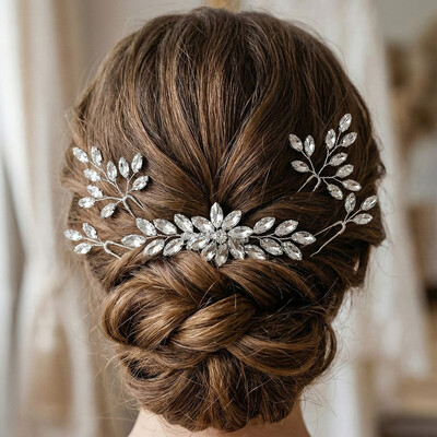 5 Pack Diamanté Hair Clips Bridal Headpiece
