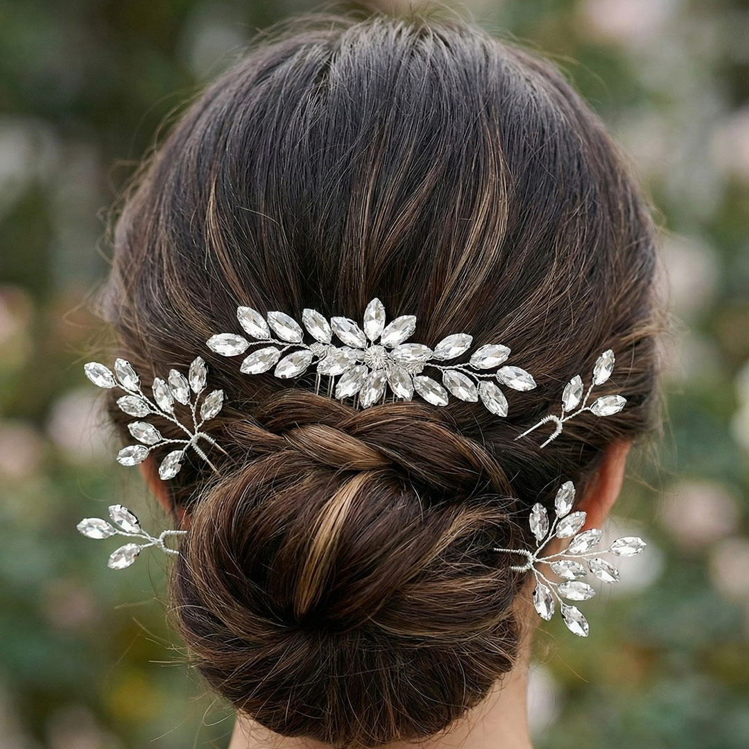 5 Pack Diamanté Hair Clips Bridal Headpiece