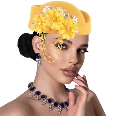 Derby Hat Pillbox Hat With Rhinestones