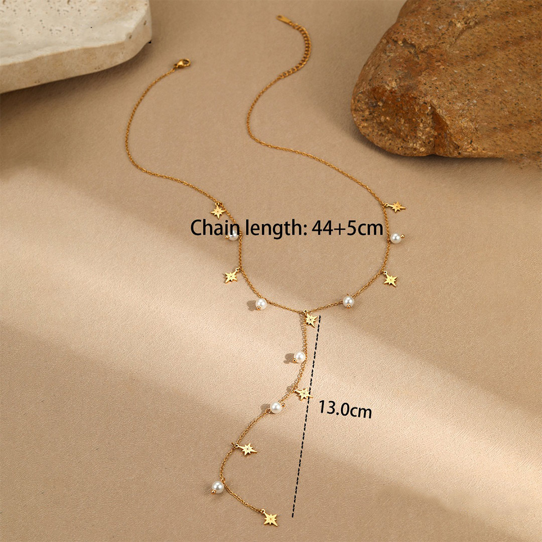Imitation Pearl Lariat Necklace