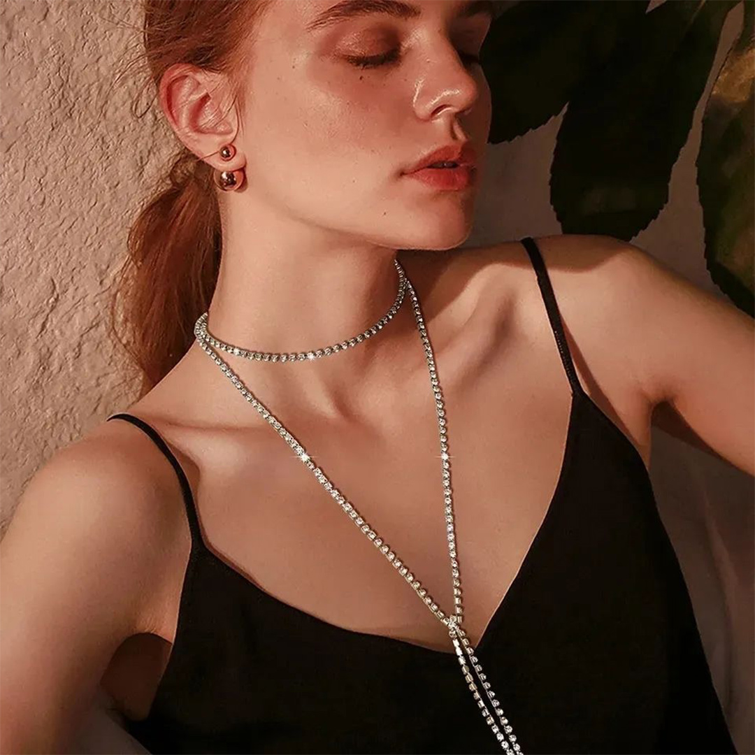 Sexy Rhinestone Lariat Necklace