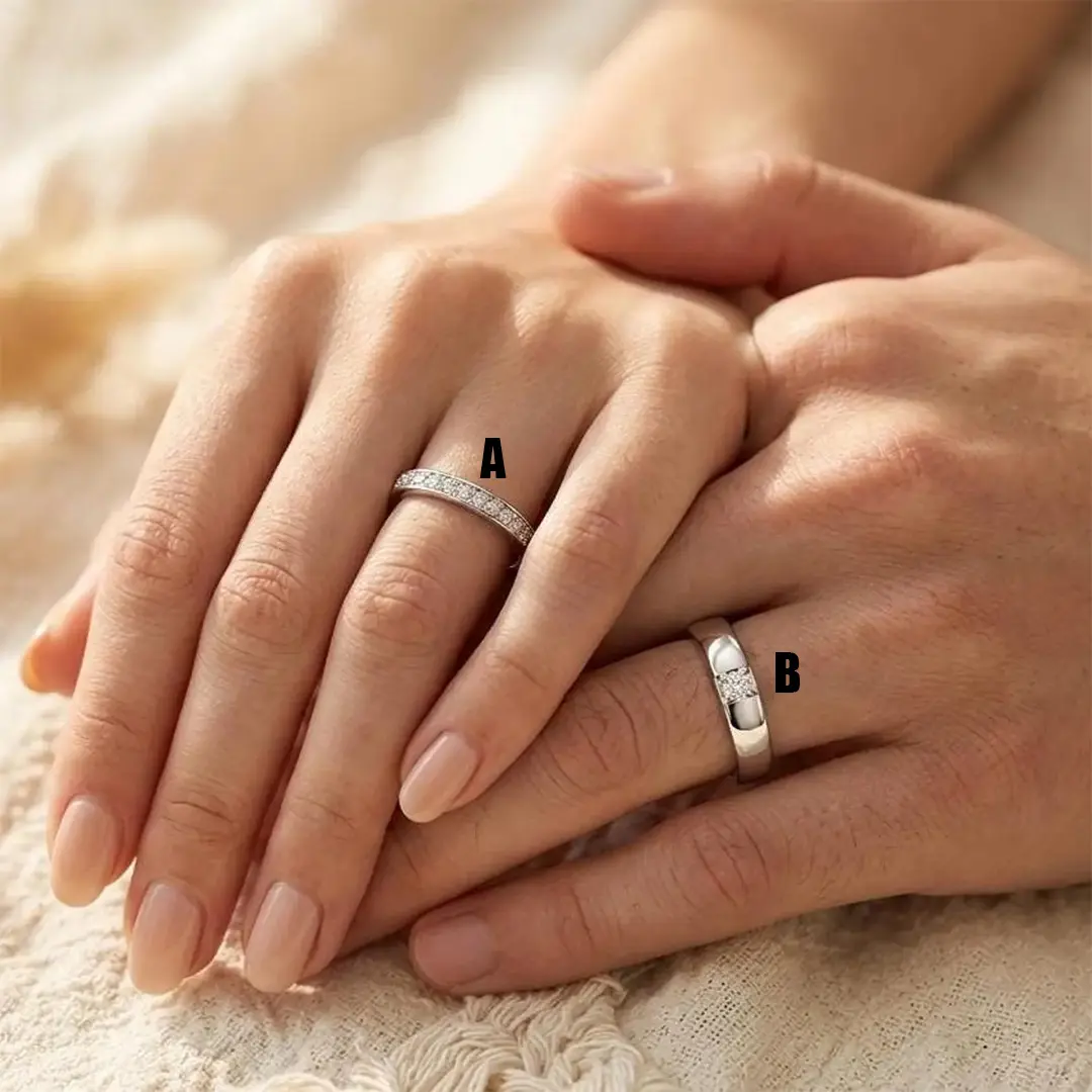 0.27CT Round Cut Moissanite Wedding Bands Sets In Sterling Silver