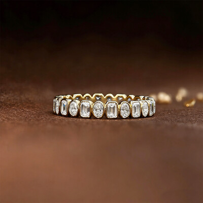 7.54CT 3*5mm Moissanite Wedding Bands In Sterling Silver