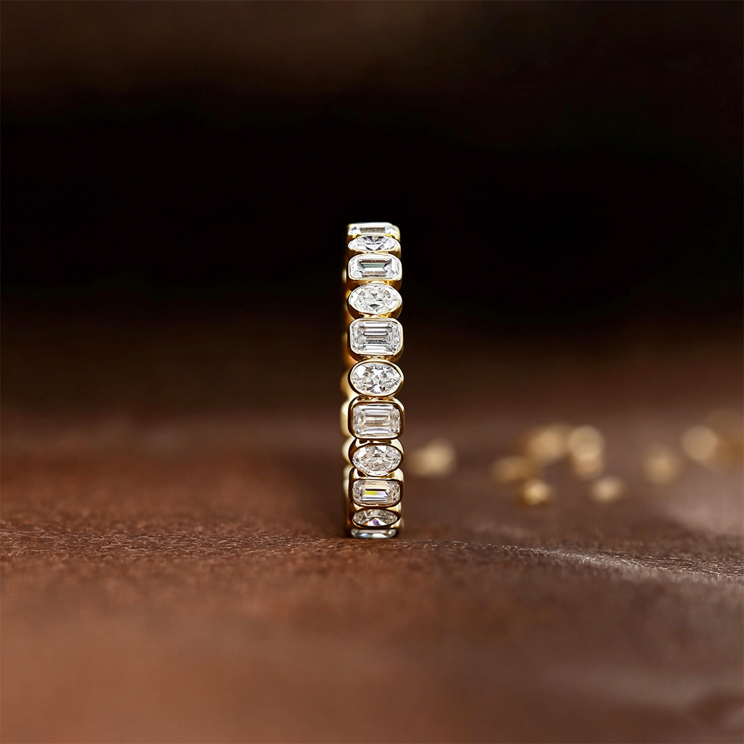 7.54CT 3*5mm Moissanite Wedding Bands In Sterling Silver