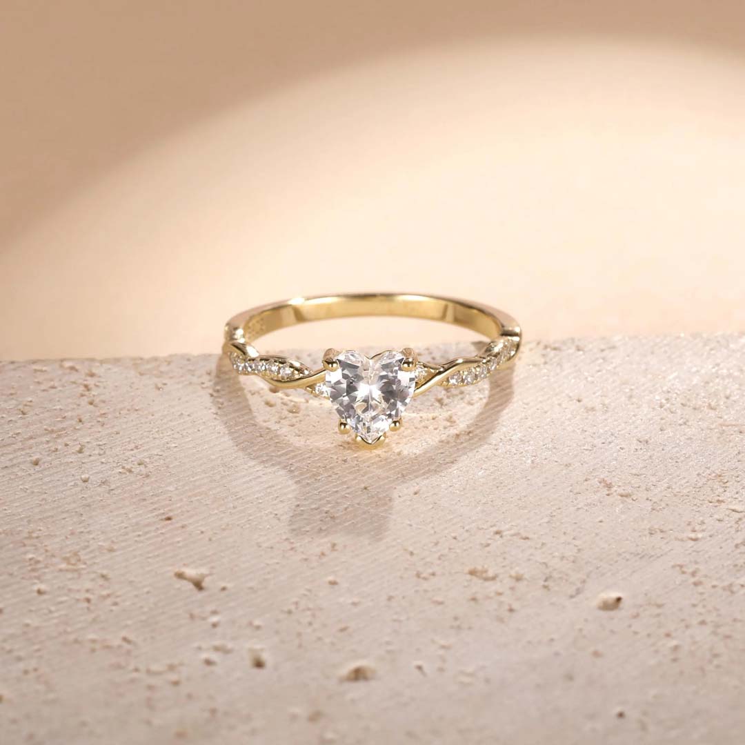 0.96CT 6*6mm Heart Cut Moissanite Engagement Rings In Sterling Silver