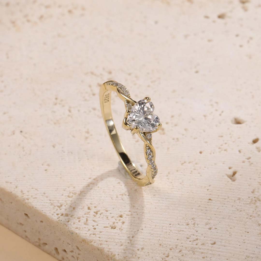 0.96CT 6*6mm Heart Cut Moissanite Engagement Rings In Sterling Silver