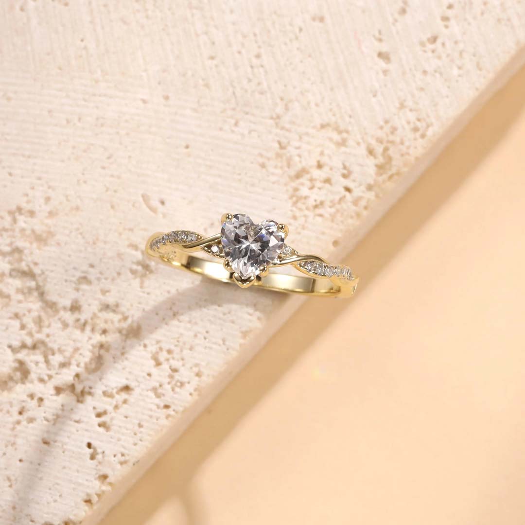 0.96CT 6*6mm Heart Cut Moissanite Engagement Rings In Sterling Silver