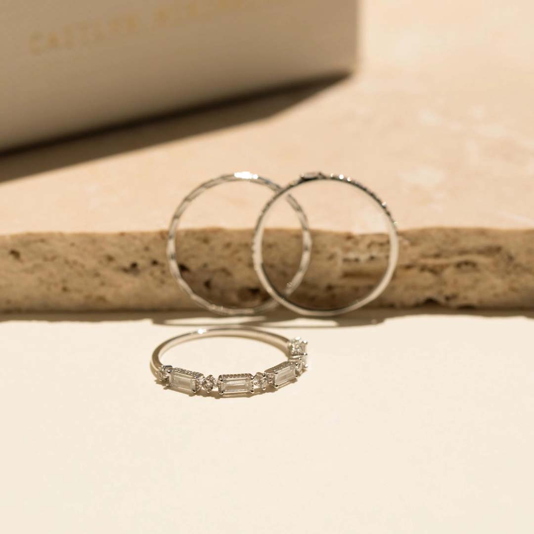 2.555CT Moissanite Engagement Rings Sets In Sterling Silver