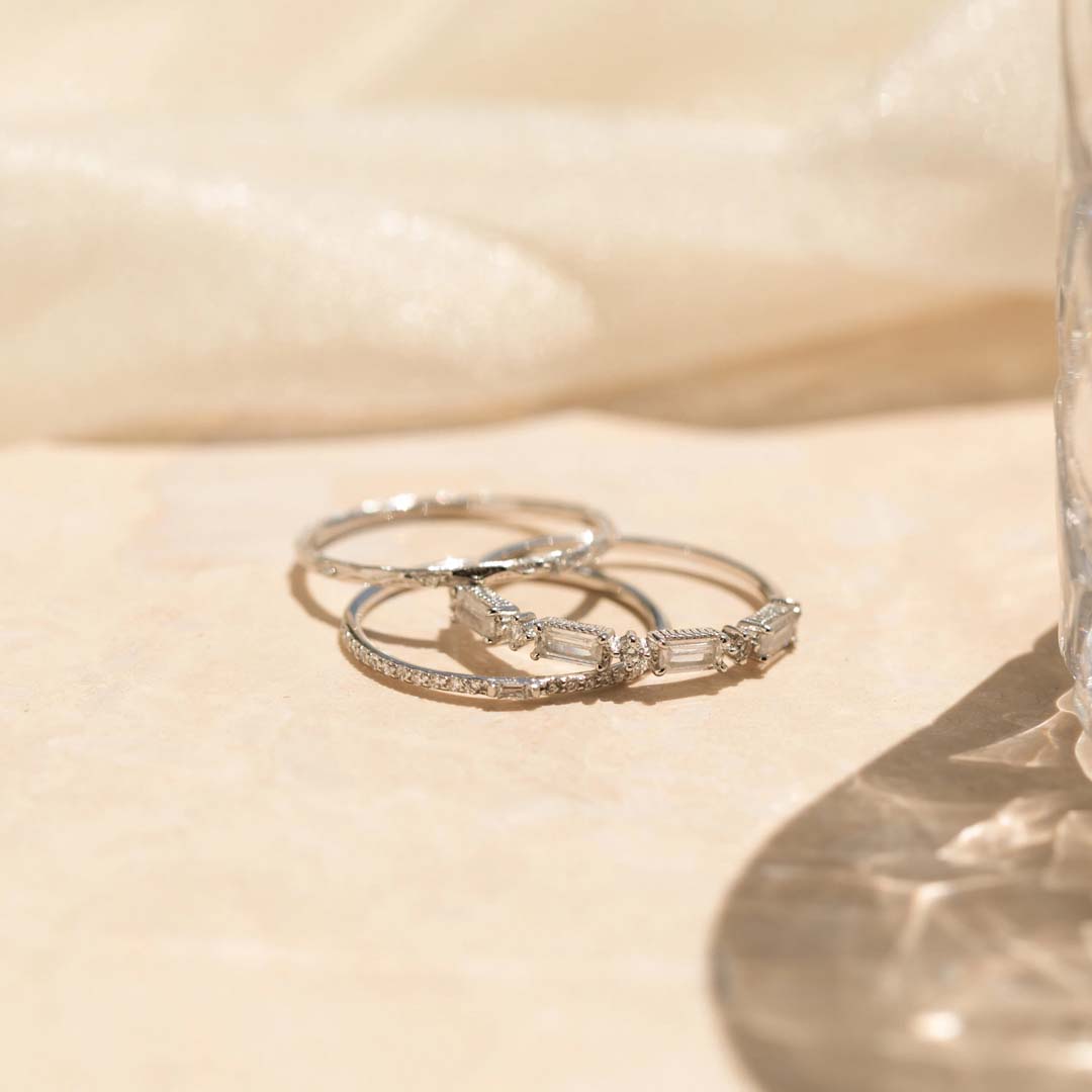 2.555CT Moissanite Engagement Rings Sets In Sterling Silver