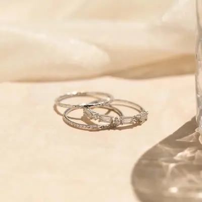 2.555CT Moissanite Engagement Rings Sets In Sterling Silver