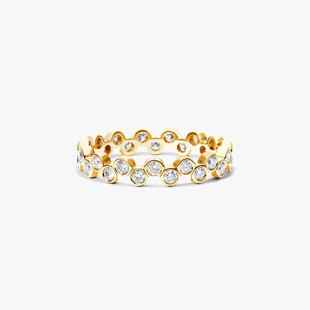 0.96CT Round Cut Moissanite Wedding Bands In Sterling Silver