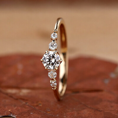 0.74CT 5*5mm Round Cut Moissanite Engagement Rings In Sterling Silver