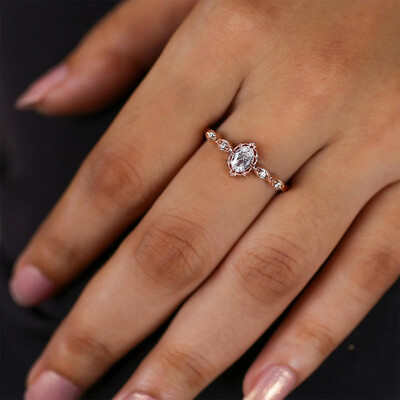 0.66CT 4*6mm Oval Cut Moissanite Engagement Rings In Sterling Silver