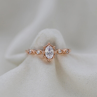 0.66CT 4*6mm Oval Cut Moissanite Engagement Rings In Sterling Silver
