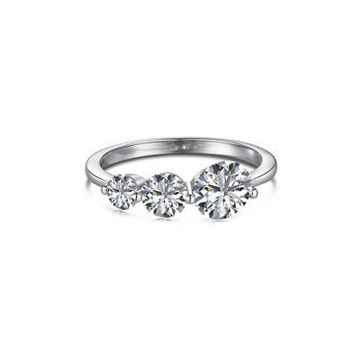 1.6CT Round Cut Moissanite Engagement Rings In Sterling Silver