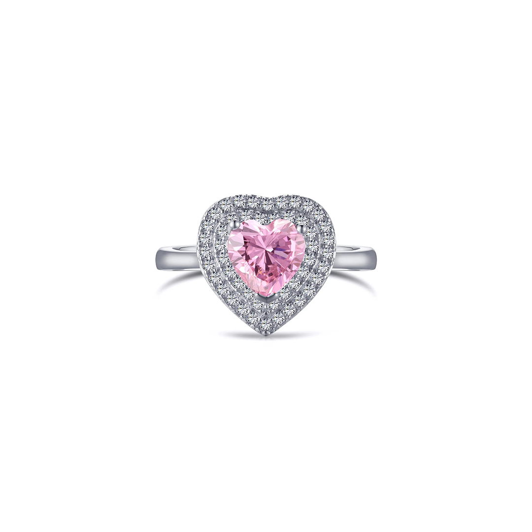 7*7mm Heart Cut Sona Simulated Diamonds Engagement Rings In Sterling Silver