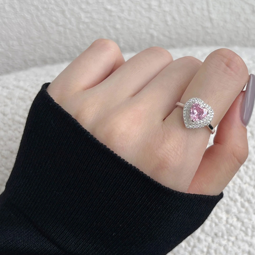 7*7mm Heart Cut Sona Simulated Diamonds Engagement Rings In Sterling Silver